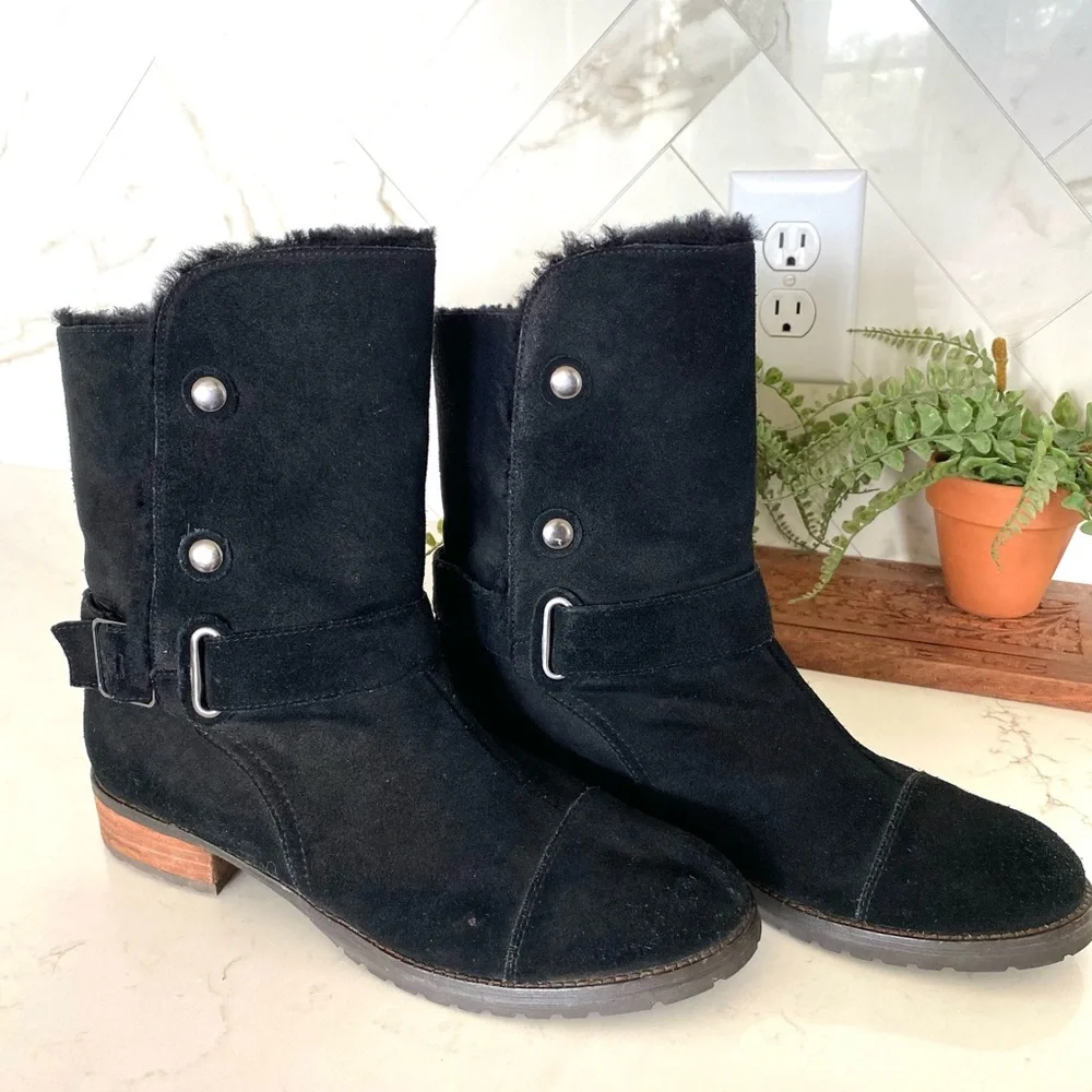 Matt Bernson Suede Tundra Booties Button Up Fold Down Sz 10